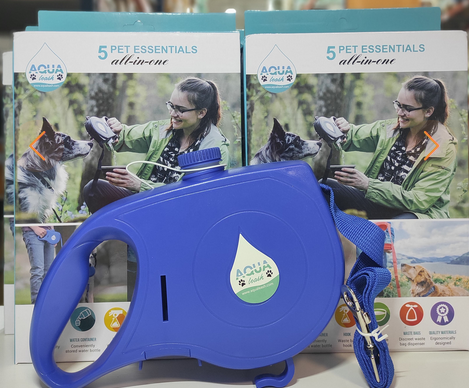 Correa retráctil para perros con cuenco plegable